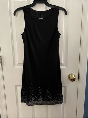 Sleeveless Black Mini Dress with Sparkle Hem by Byer Too!